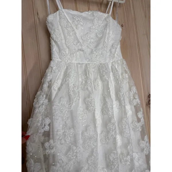NWT Lulus Delightful Charisma White Embroidered Sequin Mesh Midi Dress Glam Sz S - Image 5