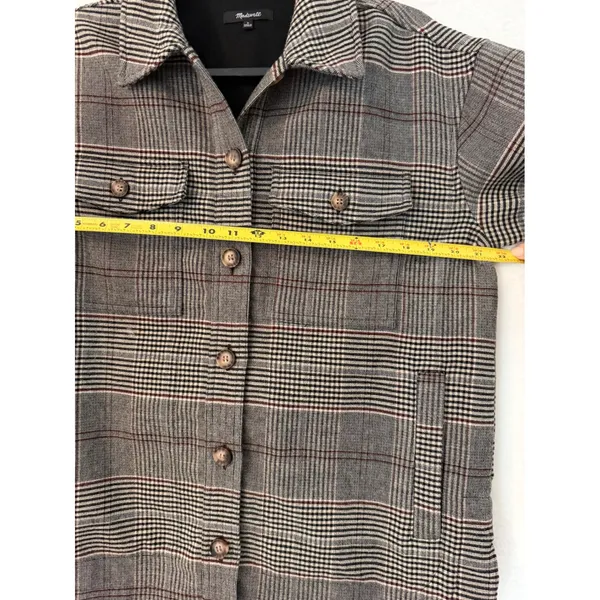 Madewell Glen Plaid Shirt Jacket Shacket Grey Brown‎ NB593 Womens Small S - Image 4
