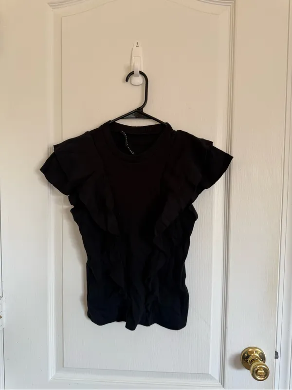Veronica Beard Bea Black Ruffle Blouse - Image 3
