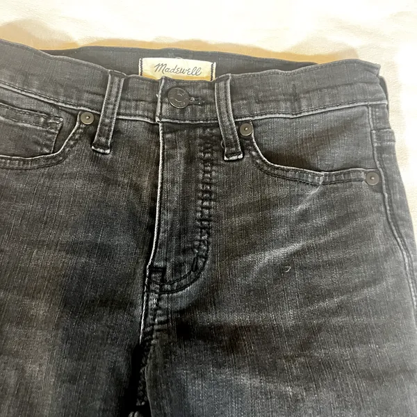 Madewell 9” High Rise‎ Skinny Distressed Knees Womens Size 25 Faded Black Jeans - Image 6