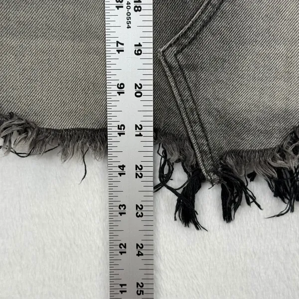 Free People Women's Denim Overalls Dress Gray Frayed Hem Mini‎ Skirt Size 0 - Image 4