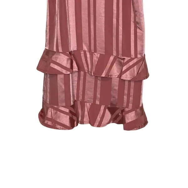 Pinch Women Cami Tank Top Ruffle Tiered‎ Trim Striped Metallic Pink Medium NWT - Image 4