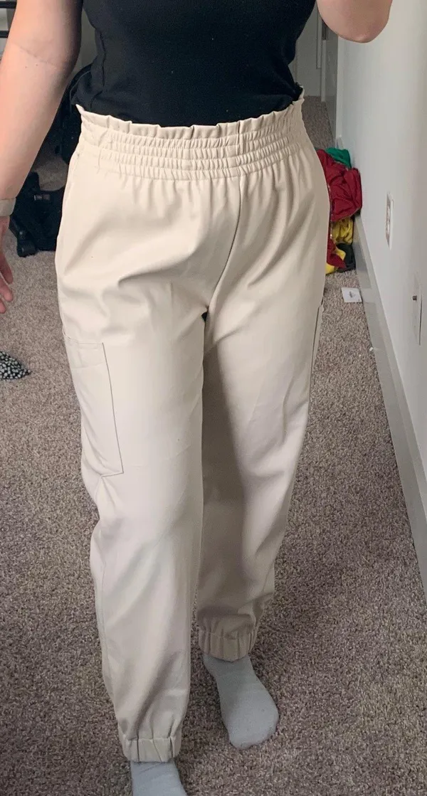 Mustard Seed NWT boutique Off White faux leather joggers - Image 10