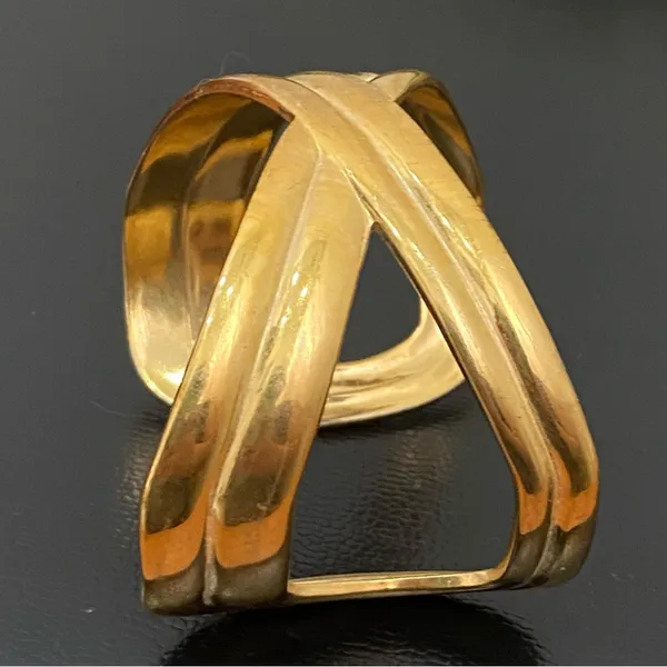 Vintage MCM Gold Brass Figure 8 Open Cuff Bangle Bracelet 57g - Image 7