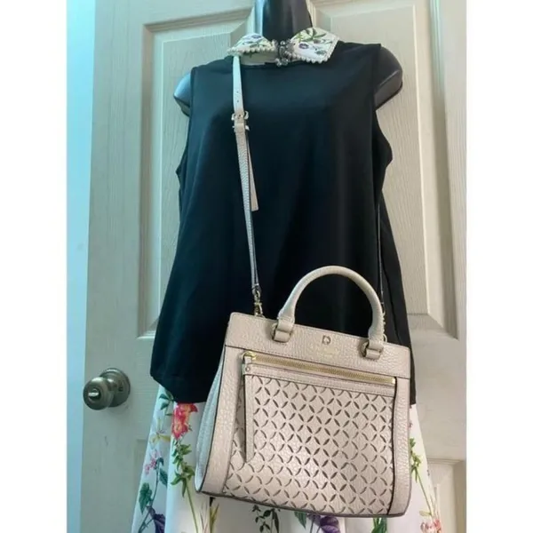 kate spade medium handbag w strap white leather cr - Image 9