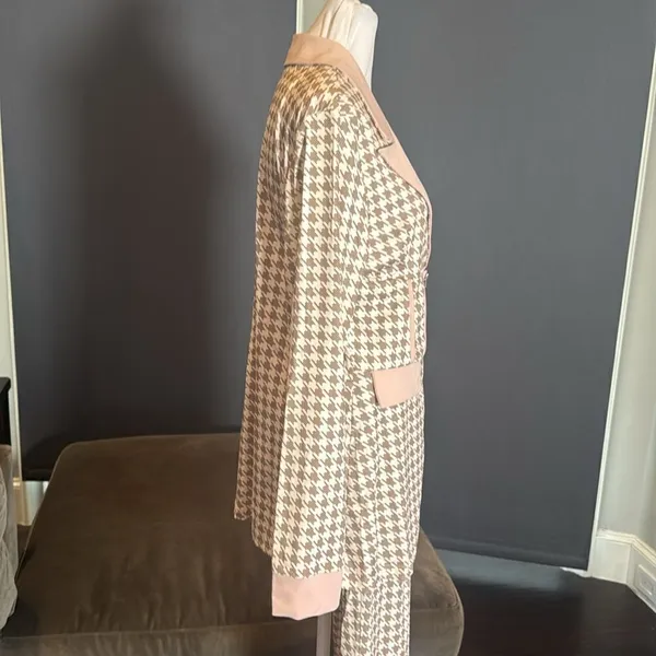 Long Sleeve 2 Piece Houndstooth BodyCon Pantsuit Jacket & Pants Set *Size L READ - Image 3