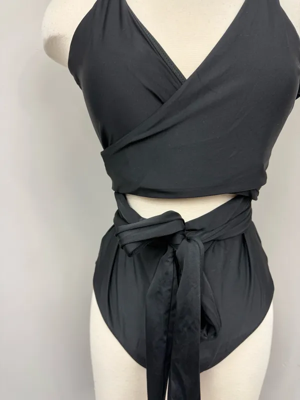 Aerie Black Wrap One Piece Swimsuit - Image 3