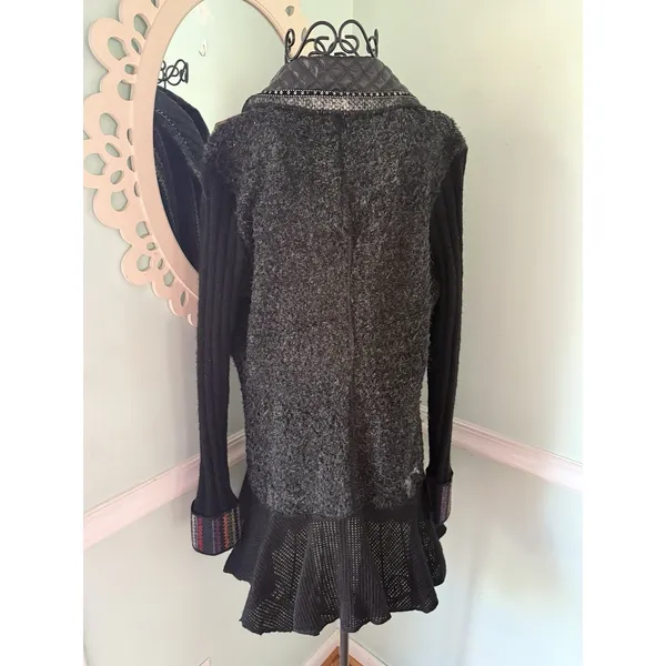 Liquid‎ by Sioni Artsy Funky Whimsical Goth Boho Punk Sweater Cardigan Jacket S - Image 6