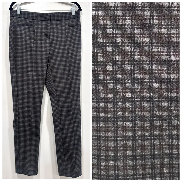 Amanda & Chelsea Womens Size 8 Plaid Straight Leg Career Pants‎ Gray Black - Image 2