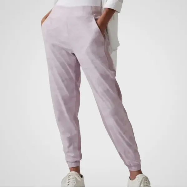 EUC Athleta Brooklyn Lined Camo Jogger Pants Shasta Purple Size 14 Tall - Image 3
