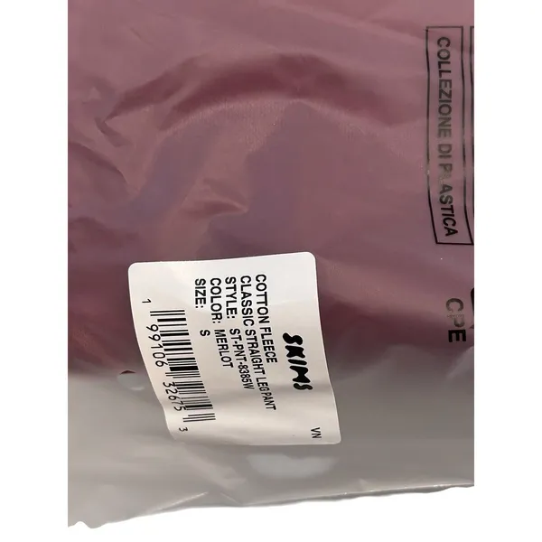 Skims Cotton Fleece Classic Straight Leg Pant Merlot Small new with tags - Image 7