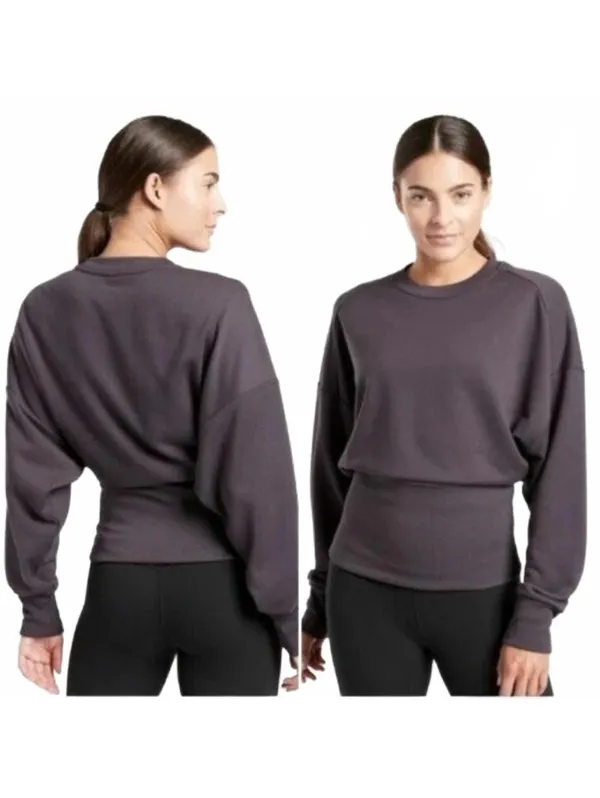 Athleta Potrero‎ Sweatshirt Shale Dolman Pullover Top Gray Women's Size Small - Image 2