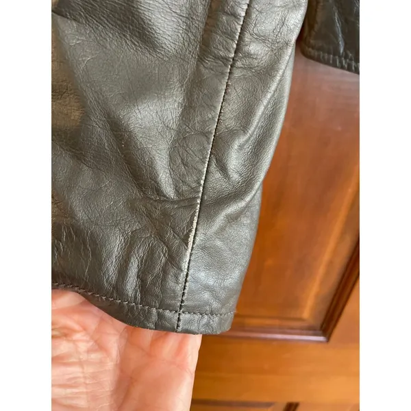 BLANK NYC Lambskin leather moto jacket olive green Medium - Image 3