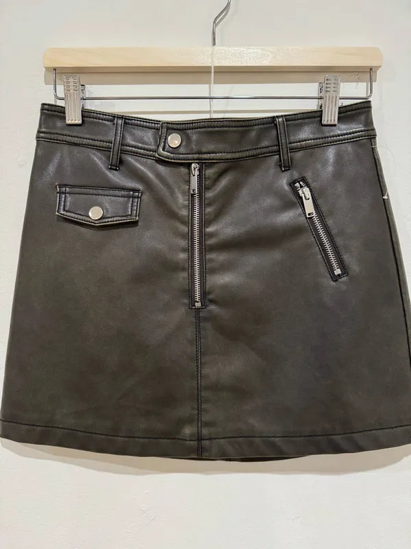 Leather Mini Skirt Kendall + Kylie Zipper Small - Image 3
