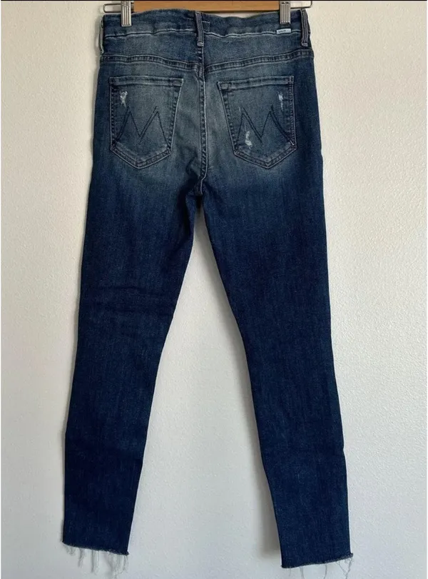 MOTHER Denim High-Waisted Looker Ankle Fray Furiously Happy Distressed Blue - Image 5