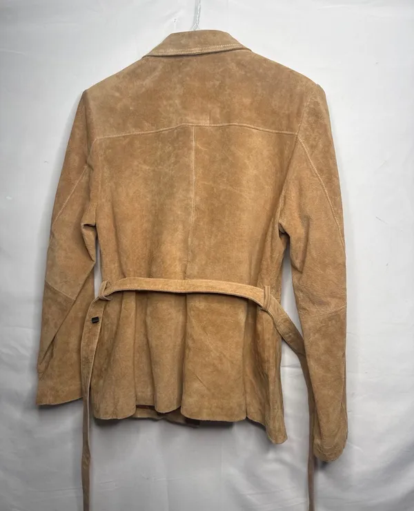Vintage Wilson’s leather Maxima 100% leather tan button up jacket w/belt sz Lg - Image 6