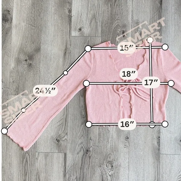 Paper Moon Pink Tie Open Front Cropped Cardigan Lrg Knit Y2K Fairy Coquette‎ 90s - Image 7