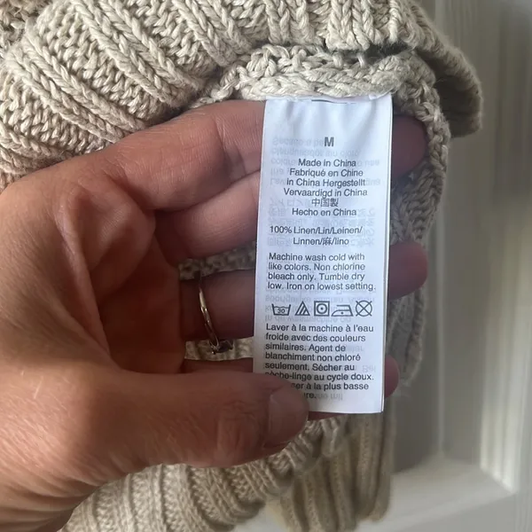 J. Crew Warm Neutral Linen Knit Crew Neck Sweater Flawed size Medium - Image 3