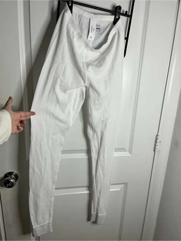 Fruit of the Loom Ladies White Cozy Waffle Knit Winter Warm Thermal Pants NWT S - Image 2
