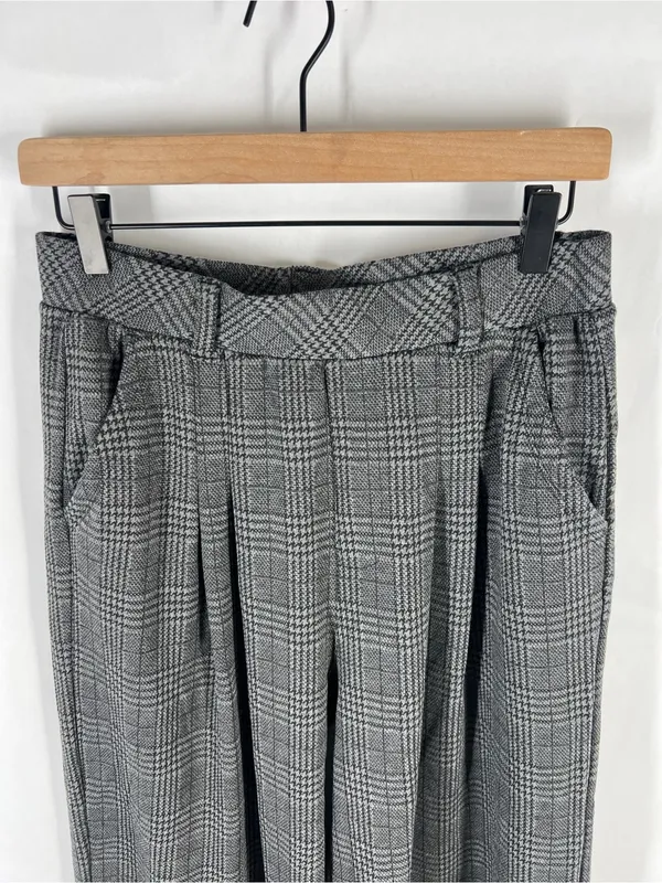 Halara High Rise Wide Leg Plaid Pants Gray Stretch Pull On Size M - Image 3