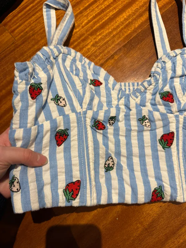 Reformation Anthropologie Maeve Strawberry Top - Image 3