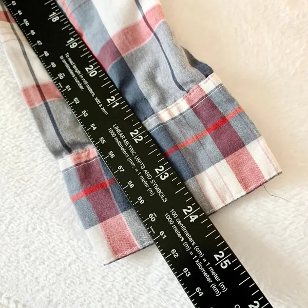 Wrangler Western Plaid Pearl Snap Shirt Womens Size S Red White Blue Cowgirl Y2K - Image 3