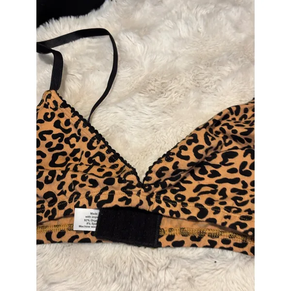 Q-NOVA Organic Cotton Leopard Print Triangle Bralette Adjustable Straps NWT - Image 5