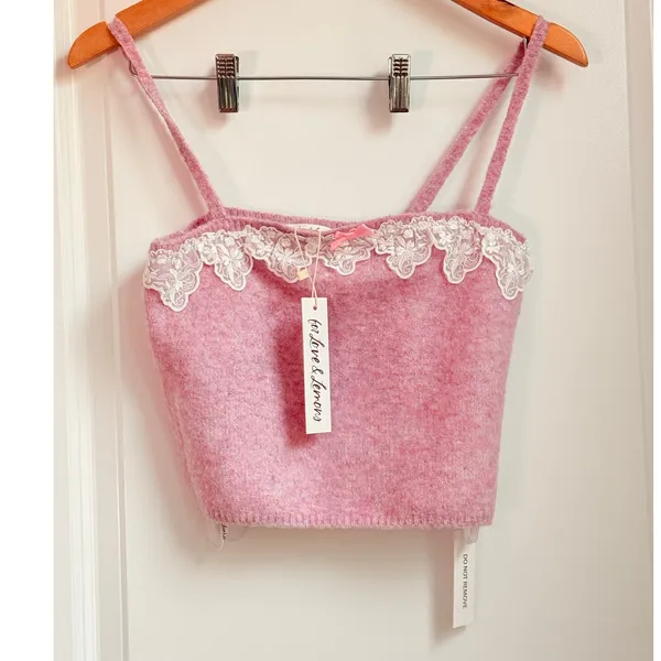 For Love & Lemon NEW Arinah Pink Tank Small Fun‎ Romantic Feminine Fairy Cottage - Image 3