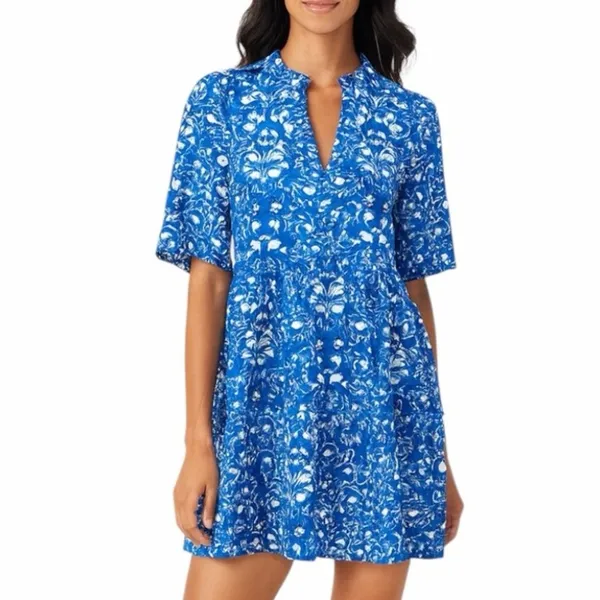 Sugarlips Lulu Dixie Dress Mini Shift Blue Floral Cotton Women’s Size Medium - Image 12