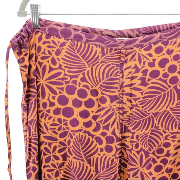 Sundance Orange Purple‎ Floral Abstract Print Pull on Pants Coastal Lagenlook M - Image 3