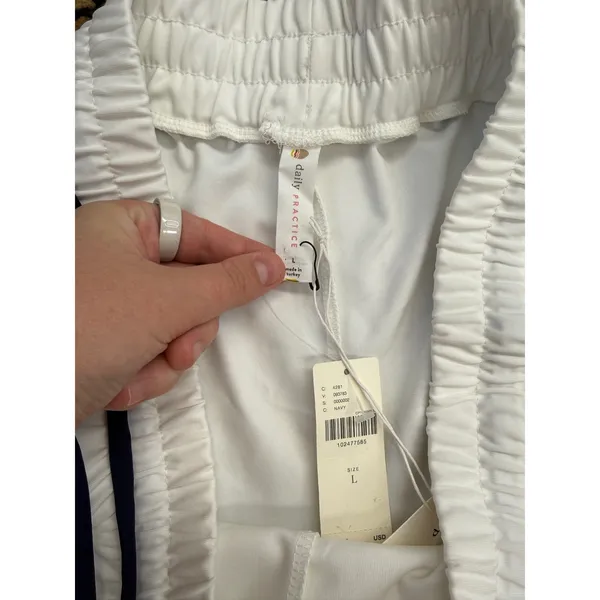 Anthropologie Daily Practice Track Pants Womens L White Navy Wide Leg NWT - Image 3