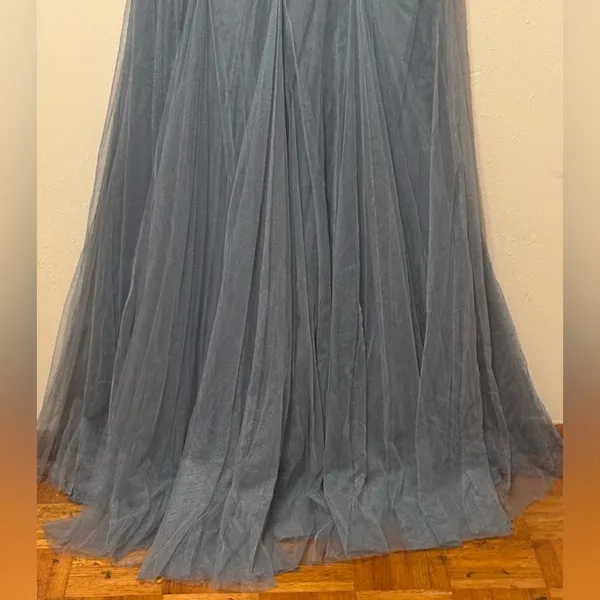 Monique Lhuillier Bridesmaid‎ One Shoulder Gown Sea Tulle 450390 Size 2 - Image 9