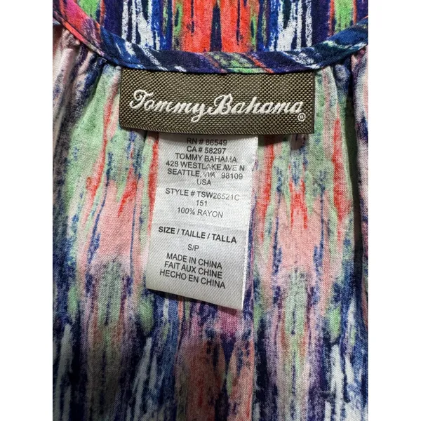 Tommy Bahama Womens Small Pink Blue Ikat‎ Print Rayon Cami Mini Dress - Image 3