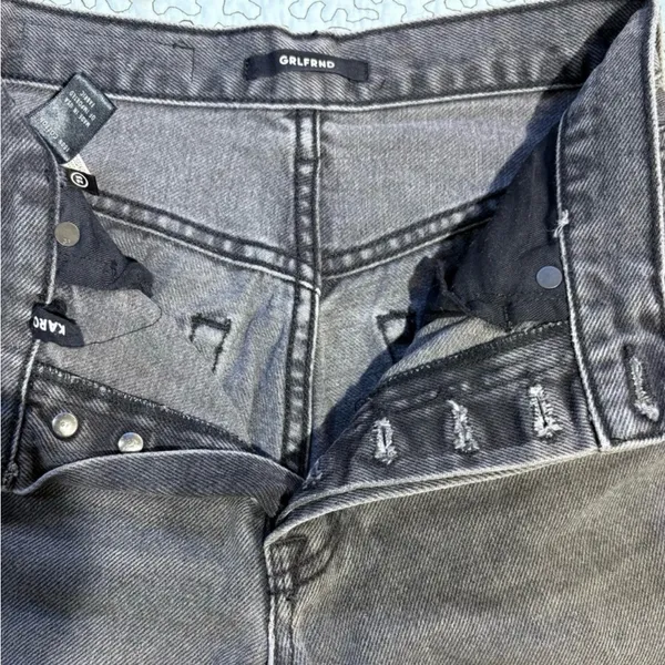 GRLFRND Karolina High Rise Straight Jeans Montego Bay Wash Button Fly Sz 23💛 - Image 5