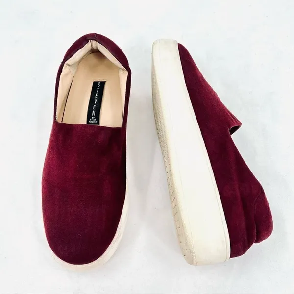 Steven Steve Madden Hilda Dark Red Velvet Platform Slip-on Sneakers Size 9.5 - Image 11