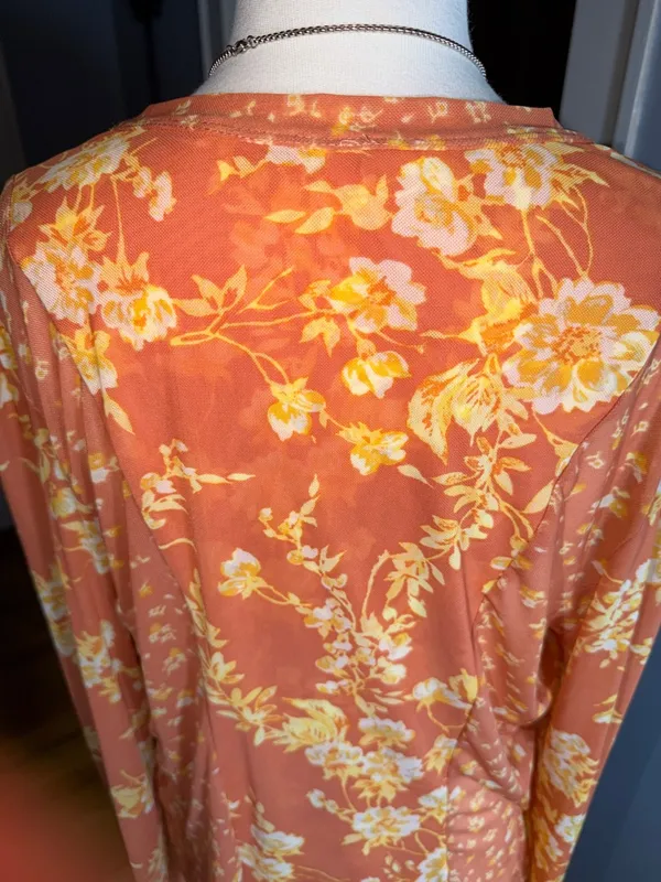 Free People Coral Floral Tie-Front Blouse - Image 6