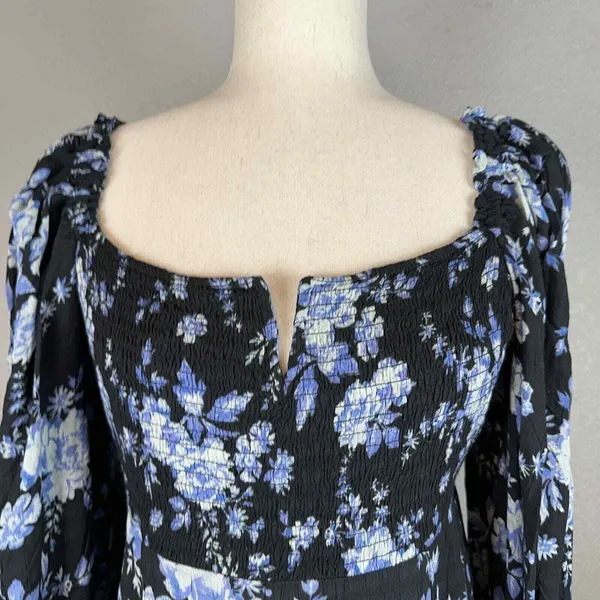 Free People Long Sleeve Jaymes Square Neck Maxi Midi Dress Size M‎ Floral NWT - Image 2
