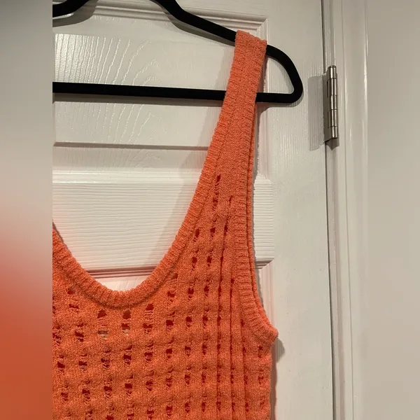 NWT Uncharted Threads Size L Coral Stretchy Knit Crochet Terry Cover Up Dress - Image 5