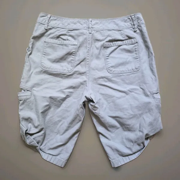 Eddie Bauer Womens Cargo Shorts Size 4 Khaki Cotton Utility Hiking Side Snap - Image 2