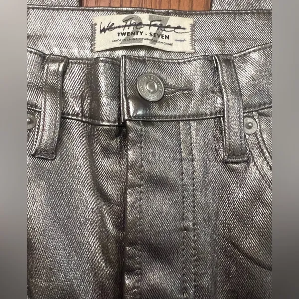 Free People We the Free Phoenix Coated High-Rise Skinny‎ Jeans in Silver Size 27 - Image 12