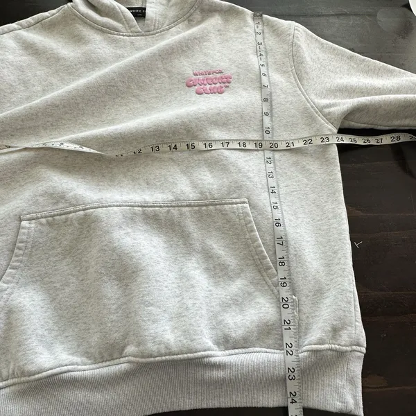 White Fox Comfort Club Hoodie S/M White Mist Pink Logo Oversized Pullover Fleece - Image 8