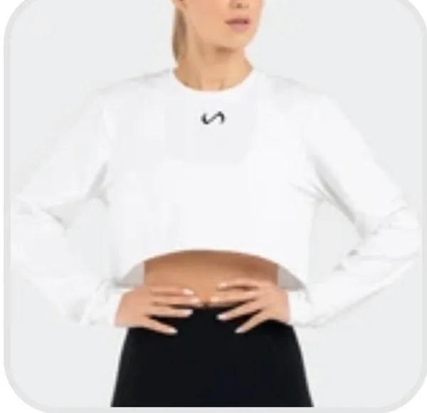 TLF Classic Long Sleeve Crop Workout Tee White Size M - Image 4