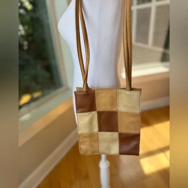 Vintage 90’s Y2K Tan Brown Patchwork Rectangular Shoulder Bag - Image 15