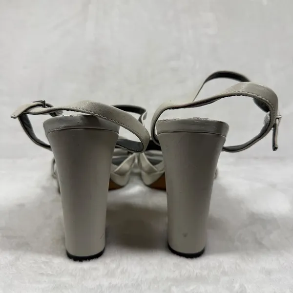 Franco Sarto‎ Damalis Cream Leather Strappy Block Heel Sandals 8M Square Toe - Image 10