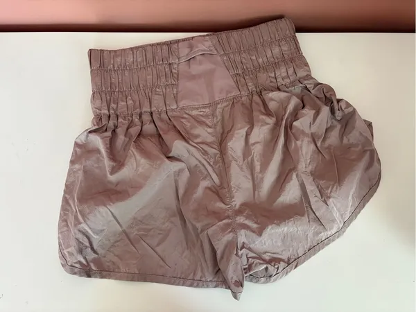 Free People Mauve/Taupe High-Waist Drawstring Shorts - Image 3