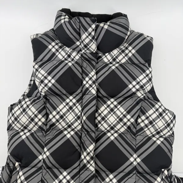 Eddie Bauer Womens‎ Goose Down Puffer Vest Black White Plaid Check Small - Image 3