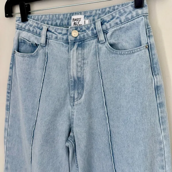Princess Polly Booran Light Wash Denim Wide Leg Center Seam Jeans - Image 5