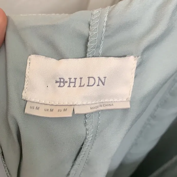Bhldn Diana Sage green mint gown ruffle slit med - Image 10