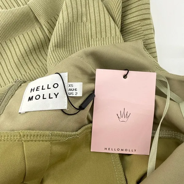 Hello Molly Give Me One More Minute Midi Dress NWT US 2 XS Olive Green‎ Low Back - Image 4