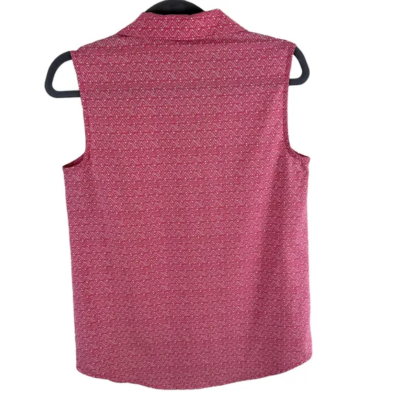 Eddie Bauer Pink White Lightweight‎ Sleeveless Collared Pullover Polo Size XS - Image 2